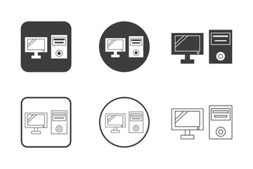 Fototapeta premium computer icon design 6 variations. Set electronic hardware icons. Isolated on white background.