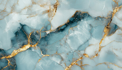 Turquoise and white marble with gold veins, abstract art