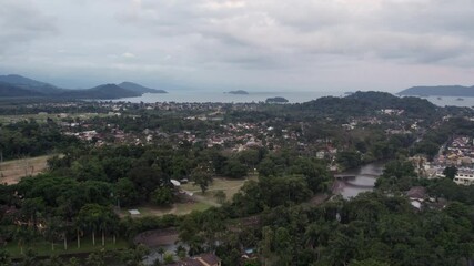 Paraty, Rio de Janeiro Brazil - February 13th 2024 - Aerial view of the city of Paraty