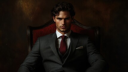 Fototapeta premium elegant man in suit powerful business portrait