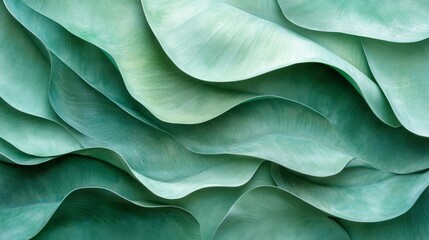 Abstract Pattern of Wavy Green Leaves