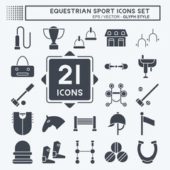 Icon Set Equestrian Sport. related to Hourse symbol. glyph style. design editable