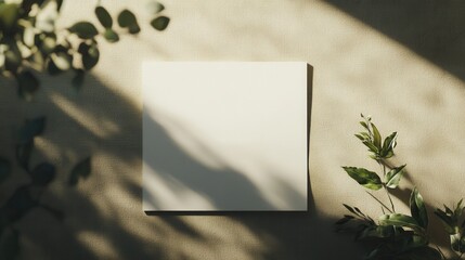 Artistic blank canvas surrounded by nature indoor space minimalist design captured in soft natural light