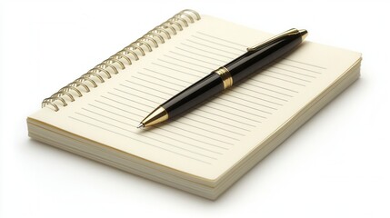 Writing notes with a pen on blank pages in a minimalist office setting close-up perspective for productivity inspiration