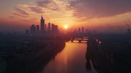 Naklejka premium Frankfurt am Main, Germany - Cityscape Image of Frankfurt's Skyline