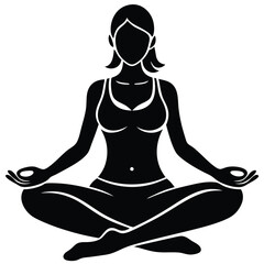 Meditative Yoga Pose Silhouette Printable Vector Graphic for Mindfulness Art