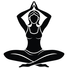 Meditative Yoga Pose Silhouette Printable Vector Graphic for Mindfulness Art