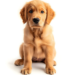 Obraz premium make a photo of a golden retriever puppy taken by a cannon camera. Make the background white easy for removal