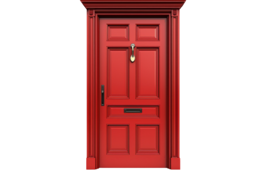 Red Door Isolated on PNG Transparent Background