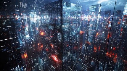 Fototapeta premium Futuristic Cityscape of Glass and Light (16K Resolution)