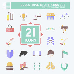 Icon Set Equestrian Sport. related to Hourse symbol. flat style. design editable