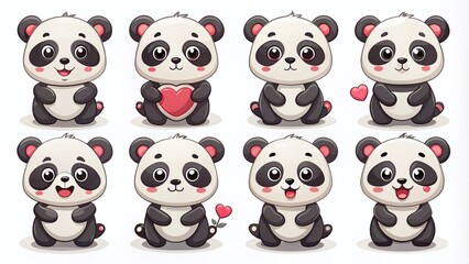 Obraz premium Adorable Panda Illustrations - Minimalist Style