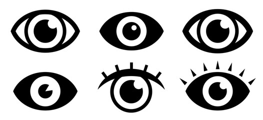 Eye icon set. Retina scan eye icons. Simple eyes. Show password. Vector illustration