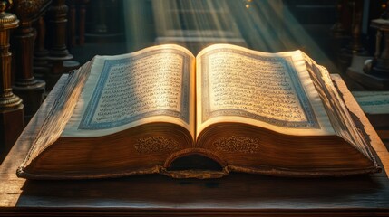 Obraz premium Ancient Quran: Illuminated Pages, Divine Wisdom