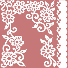 Elegant, decorative border design with lace and floral patterns.