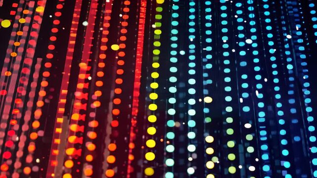 Multicolored Dots Array on Black Background, A scatter plot showing risk vs return for various investments