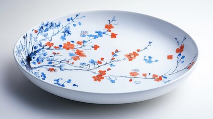 Delicate Floral Painted Plate with Soft Light