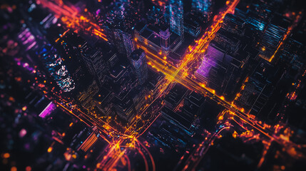 Obraz premium Smart digital Innovation city with connection network reciprocity over the cityscape. of future smart wireless digital city and social media networking systems that connects people with in city