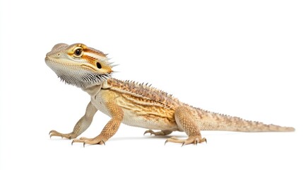 Obraz premium Full-body image of a bearded dragon standing confidently on a white background.