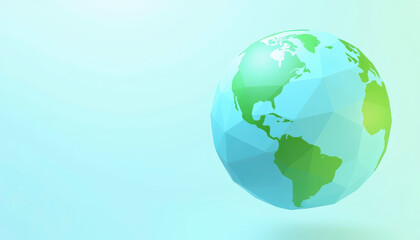 Fototapeta premium Elegant Globe illustration with green continents on blue background
