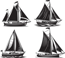 Ship silhouettes vector illustration