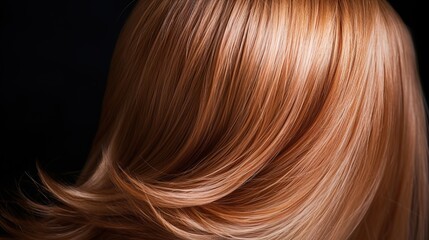 Fototapeta premium Close-up of Long, Glossy, Red Hair on a Black Background