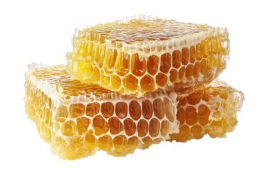 Honeycomb Pieces Stacked Together Isolated on PNG Transparent Background