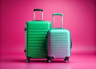 Travel Suitcases Pink Background Vacation Trip Banner