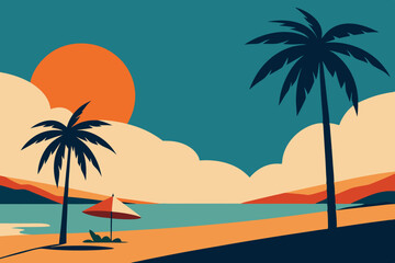 Obraz premium tropical beach with palm trees