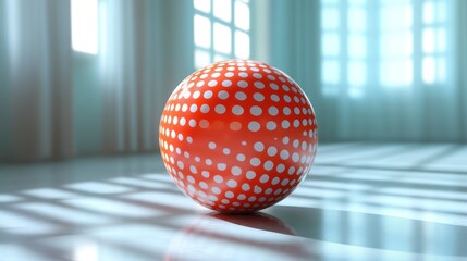 Orange Polka Dot Sphere in a Bright Room