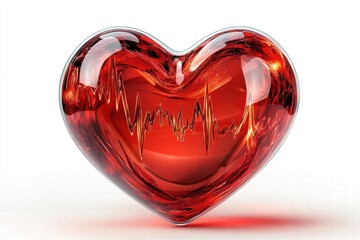 Glowing red heartbeat icon digital design studio graphic art modern environment abstract viewpoint style concept