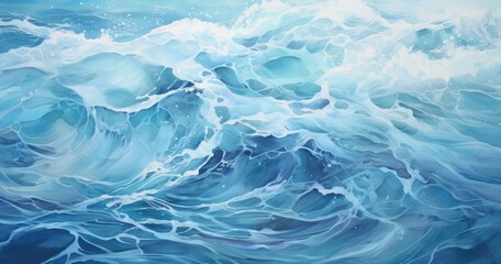 Obraz premium beautiful underwater view of ocean waves, water texture, close up, hyper realistic oil painting