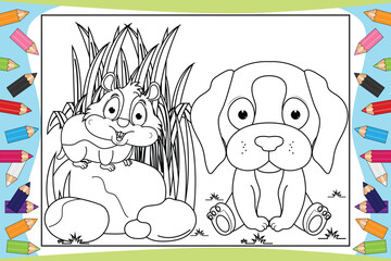 coloring cute animal cartoon for kids