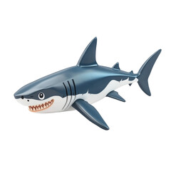 Obraz premium Smiling Shark Swims Isolated on PNG Transparent Background