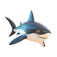 Obraz premium Cartoon Shark Smiles Showing Teeth, Fins, and Body isolated on png transparent background.