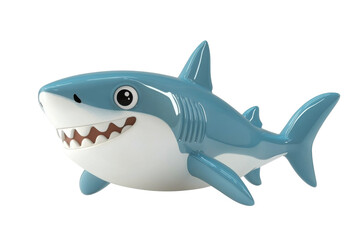 Obraz premium Cartoon Shark Smiles, Showing Teeth, Isolated on PNG Transparent Background