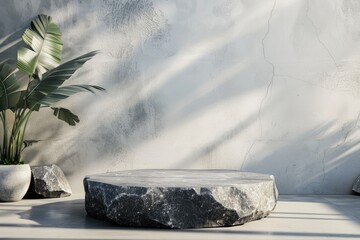 Detailed Color Picture of Stone Podium for Mockup Product for Showcase Promotion Background