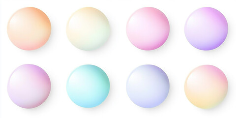 Color gradients, rounded shapes, vector graphics, simple design, a set of 8 colors on a white background