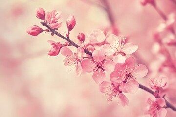 Fototapeta premium Beautiful Cherry Blossom in Soft Pink Background