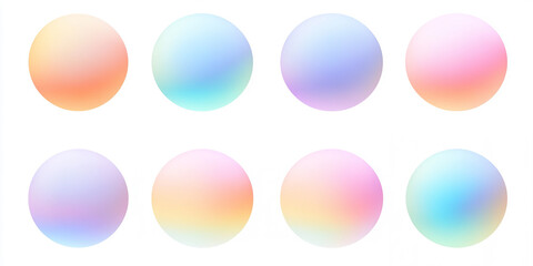 Color gradients, rounded shapes, vector graphics, simple design, a set of 8 colors on a white background