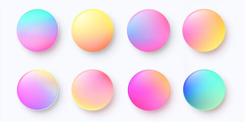 Color gradients, rounded shapes, vector graphics, simple design, a set of 8 colors on a white background