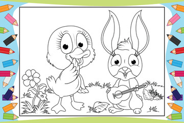 coloring cute animal cartoon for kids