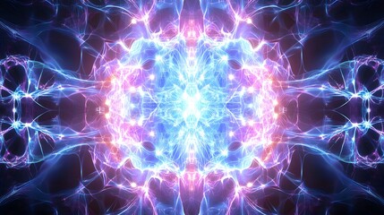 Abstract AI Neural Network with Glowing Circuit Patterns and Interconnected Nodes, Featuring Radiant Blue and Purple Tones, Representing the 2025 Digital Future, Futuristic Concept Art