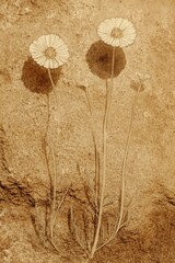 Naklejka premium Vintage Floral Illustration on Textured Stone Background