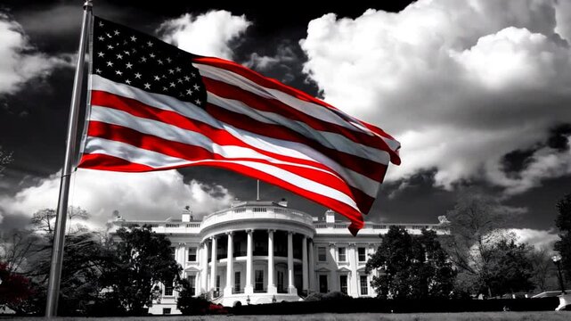United States Flag White House background