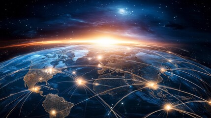 Cloud technology concept Global network of global business Megatrends on the Internet for Telecommunication