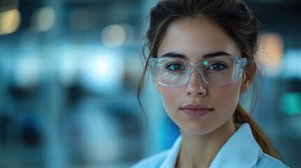 Fototapeta premium Portrait of a Young Female Scientist in a Laboratory Setting