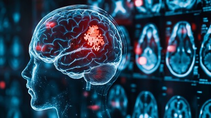 Head and brain diseases concept The last missing piece of the brain puzzle