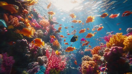 Naklejka premium Vibrant coral reef habitats a scenic underwater exploration