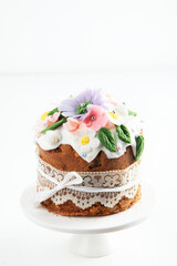 Easter bunny celebration cake. Traditional Easter baking. Easter holiday.